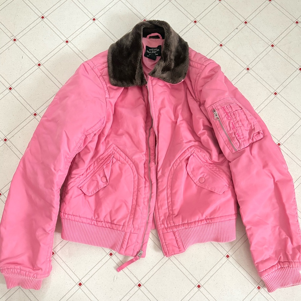 Pink Polo Puffer with fur collar